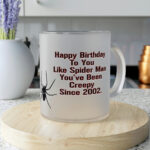 "Happy 21st Birthday" Creepy Spider Frosted Glass Mug - 11 oz